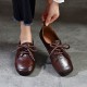 Genuine Leather Square Toe Retro Lace Up Flats Women's Shoes Genuine Leather Square Toe Retro Lace Up Flats Women's Shoes
