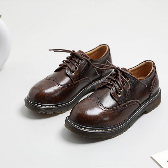 Vintage Oxford Loafers Brogues Leather Women's Lace Up Casual Flats Shoes Vintage Oxford Loafers Brogues Leather Women's Lace Up Casual Flats Shoes