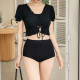 Two-piece Swimsuit Ruffled Black Top and Skirt Set Bathing Suit Lace-up Swimwear Two-piece Swimsuit Ruffled Black Top and Skirt Set Bathing Suit Lace-up Swimwear