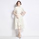 Short Sleeve Round Neck Slimming Mid Length A-line Hollow Lace Dress Short Sleeve Round Neck Slimming Mid Length A-line Hollow Lace Dress