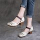 Ethnic style Retro Cowhide Braided Hollow Thick Heel Sandals Ethnic style Retro Cowhide Braided Hollow Thick Heel Sandals