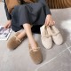 Faux-Fur Loafers Pearl Decoration Mary Jane Bowknot Women's Shoes for Winter Faux-Fur Loafers Pearl Decoration Mary Jane Bowknot Women's Shoes for Winter