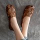 Women's Handmade Leather Retro Weaving Round Toe Summer Flat Sandals Women's Handmade Leather Retro Weaving Round Toe Summer Flat Sandals