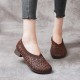 Chunky Heel Soft Cowhide Woven Leather Shoes Women Chunky Heel Soft Cowhide Woven Leather Shoes Women