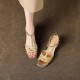 Women's Handmade Mid-heel Open Square Toe Leather Sandals Women's Handmade Mid-heel Open Square Toe Leather Sandals