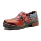 Leather Colorful Flower Patchwork Flat Vintage Boho Brogues Women's Shoes Leather Colorful Flower Patchwork Flat Vintage Boho Brogues Women's Shoes