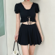 Two-piece Swimsuit Ruffled Black Top and Skirt Set Bathing Suit Lace-up Swimwear Two-piece Swimsuit Ruffled Black Top and Skirt Set Bathing Suit Lace-up Swimwear