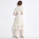 Short Sleeve Round Neck Slimming Mid Length A-line Hollow Lace Dress Short Sleeve Round Neck Slimming Mid Length A-line Hollow Lace Dress