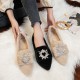 Women Faux-Fur Loafers Warm Winter Fleece Flat Pointed Rhinestones Casual Shoes Women Faux-Fur Loafers Warm Winter Fleece Flat Pointed Rhinestones Casual Shoes