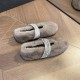 Soft Rabbit Fur Winter Rhinestone Buckle Flat Shoes Soft Rabbit Fur Winter Rhinestone Buckle Flat Shoes