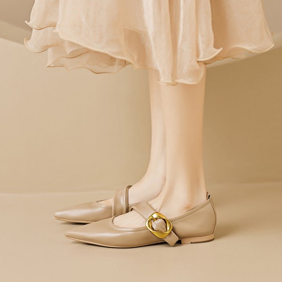 Flat Pointed Toe Metal Buckle Mary Jane Shoes Flat Pointed Toe Metal Buckle Mary Jane Shoes