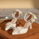 Women's Pearl Flower Decoration Fine High Heels Women's Pearl Flower Decoration Fine High Heels