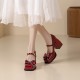 Patent leather Rhinestone Bow Decoration Square Toe Chunky Heel Women's Shoes Patent leather Rhinestone Bow Decoration Square Toe Chunky Heel Women's Shoes