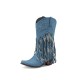 Womens Fringe Denim Western Cowboy Short Boots Womens Fringe Denim Western Cowboy Short Boots