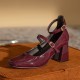 Aesthetic Patent Leather High Heel Square Toe Chunky Heel Women's Shoes Aesthetic Patent Leather High Heel Square Toe Chunky Heel Women's Shoes
