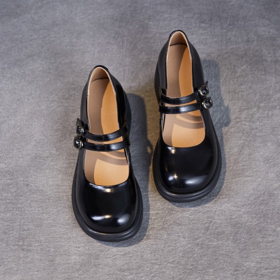 Double Buckle Leather Square Heel Mary Jane Women's Shoes Double Buckle Leather Square Heel Mary Jane Women's Shoes