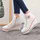 Womens Wedge Chunky Heel Casual Zipper Lace-up Canvas Shoes Womens Wedge Chunky Heel Casual Zipper Lace-up Canvas Shoes