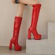 Womens Chunky Platform Boots Knee High Block Heels Tall Shoes Womens Chunky Platform Boots Knee High Block Heels Tall Shoes