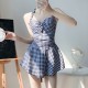Retro Soft Girl Aesthetic Hanging Neck Halter Swimsuit Retro Soft Girl Aesthetic Hanging Neck Halter Swimsuit