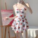 Retro Soft Girl Aesthetic Hanging Neck Halter Swimsuit Retro Soft Girl Aesthetic Hanging Neck Halter Swimsuit