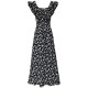 Square Neck Ruffle Floral Dress Hepburn Style Maxi Dresses Square Neck Ruffle Floral Dress Hepburn Style Maxi Dresses