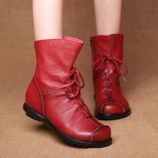Women's Genuine Leather Casual Soft Flat Boots Women's Genuine Leather Casual Soft Flat Boots