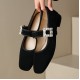 Caramel French Rhinestone Buckle Mary Jane Handmade Leather Women's Shoes Caramel French Rhinestone Buckle Mary Jane Handmade Leather Women's Shoes