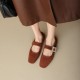 Caramel French Rhinestone Buckle Mary Jane Handmade Leather Women's Shoes Caramel French Rhinestone Buckle Mary Jane Handmade Leather Women's Shoes
