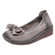 Wedges Vintage Leather Soft Sole Slip Bowknot Women's Shoes Wedges Vintage Leather Soft Sole Slip Bowknot Women's Shoes
