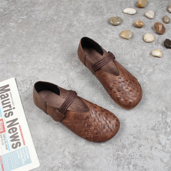 Women's Round Toe Woven Style Velcro Flats Shoes Women's Round Toe Woven Style Velcro Flats Shoes