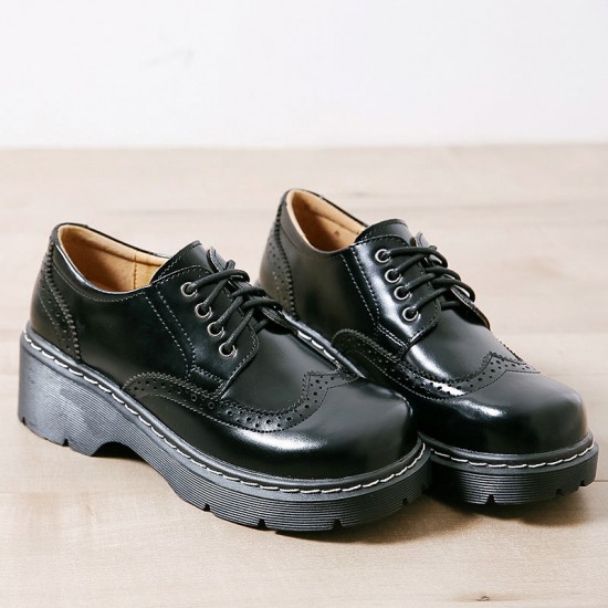 Vintage Oxford Loafers Brogues Women's Lace Up Platform Shoes Vintage Oxford Loafers Brogues Women's Lace Up Platform Shoes