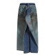 Artistic Reversible Slit Printed Y2K Denim Skirt Artistic Reversible Slit Printed Y2K Denim Skirt