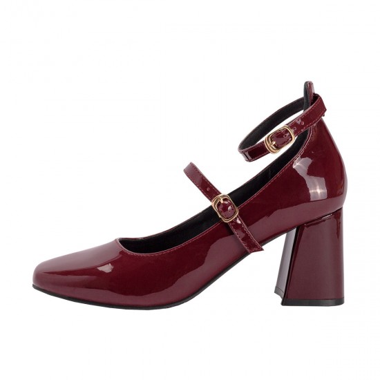 Aesthetic Patent Leather High Heel Square Toe Chunky Heel Women's Shoes Aesthetic Patent Leather High Heel Square Toe Chunky Heel Women's Shoes
