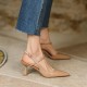 Women Slingback Kitten Heels Pumps Pointed Toe Strap Buckle Sandals Women Slingback Kitten Heels Pumps Pointed Toe Strap Buckle Sandals