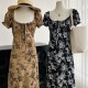 Vintage Floral Square Neck Drawstring Tie Dress Vintage Floral Square Neck Drawstring Tie Dress