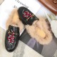 Women Casual Buckle Fur Embroidery Mules Slippers Shoes Women Casual Buckle Fur Embroidery Mules Slippers Shoes