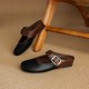 Women's Handmade Retro Leather Round Toe Comfortable Flat Mule Shoes Women's Handmade Retro Leather Round Toe Comfortable Flat Mule Shoes