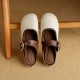 Women's Handmade Retro Leather Round Toe Comfortable Flat Mule Shoes Women's Handmade Retro Leather Round Toe Comfortable Flat Mule Shoes