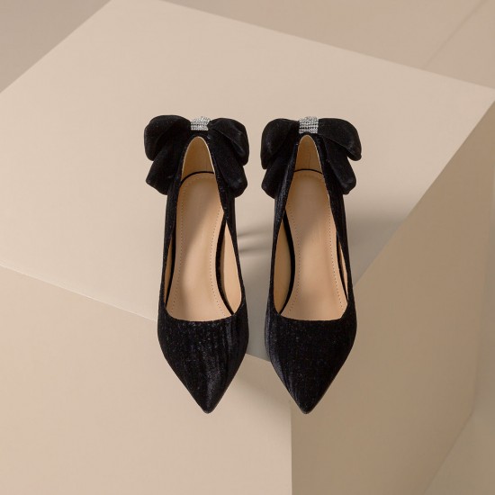Women's Thin High Heel Bow Rhinestone Tassel Prom Party Pumps Women's Thin High Heel Bow Rhinestone Tassel Prom Party Pumps
