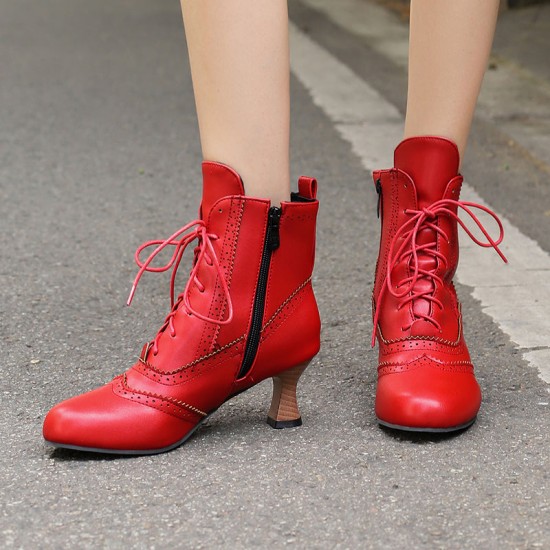 Women's Victorian-Style Lace-Up Ankle Zip Boots Women's Victorian-Style Lace-Up Ankle Zip Boots