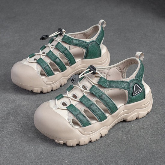 Women's Leather Hollow Out Platform Casual Sandals Women's Leather Hollow Out Platform Casual Sandals