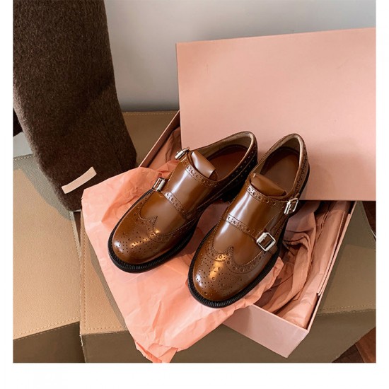 Womens Leather Double Monk Strap Shoes Womens Leather Double Monk Strap Shoes