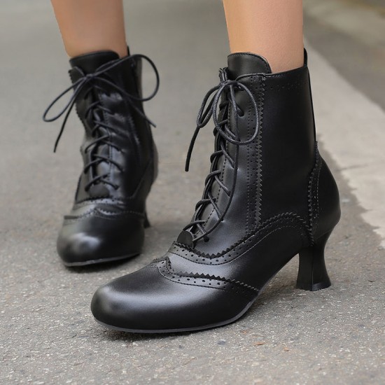 Women's Victorian-Style Lace-Up Ankle Zip Boots Women's Victorian-Style Lace-Up Ankle Zip Boots