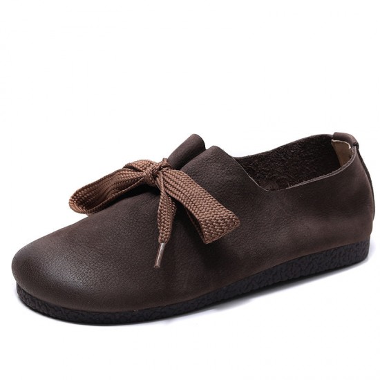 Vintage Handmade Leather Soft Flats Round Toe Slip-On Footwear Vintage Handmade Leather Soft Flats Round Toe Slip-On Footwear