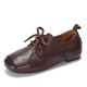 Genuine Leather Square Toe Retro Lace Up Flats Women's Shoes Genuine Leather Square Toe Retro Lace Up Flats Women's Shoes