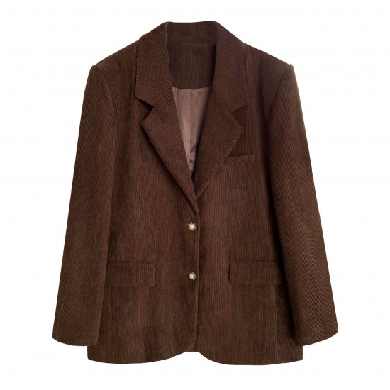 Women's Suits Retro Metal Buckle Corduroy Suit Jacket Blazer Women's Suits Retro Metal Buckle Corduroy Suit Jacket Blazer