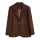 Women's Suits Retro Metal Buckle Corduroy Suit Jacket Blazer Women's Suits Retro Metal Buckle Corduroy Suit Jacket Blazer