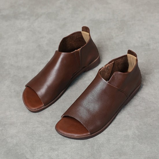 Women's Handmade Leather Open Toe Slip-On Comfort Sandals Women's Handmade Leather Open Toe Slip-On Comfort Sandals
