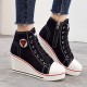 Womens Wedge Chunky Heel Casual Zipper Lace-up Canvas Shoes Womens Wedge Chunky Heel Casual Zipper Lace-up Canvas Shoes