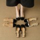 Patchwork Leather Square Toe Block Heels Slingback Shoes Patchwork Leather Square Toe Block Heels Slingback Shoes